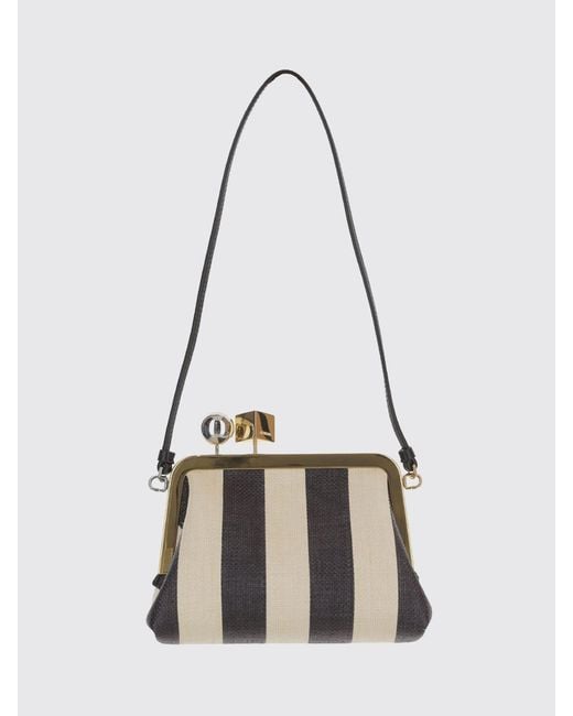 Jacquemus White Striped Raffia Berlingot Clutch