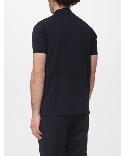 Aspesi Black Cotton Knit Polo Shirt for men