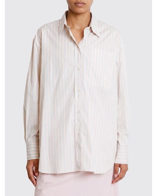Soeur White Striped Cotton Shirt