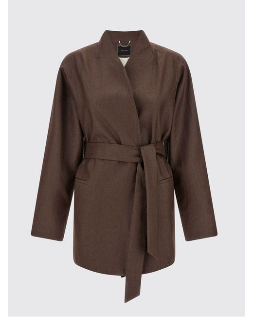 Kiton Brown Linen Blend Blazer With Belt