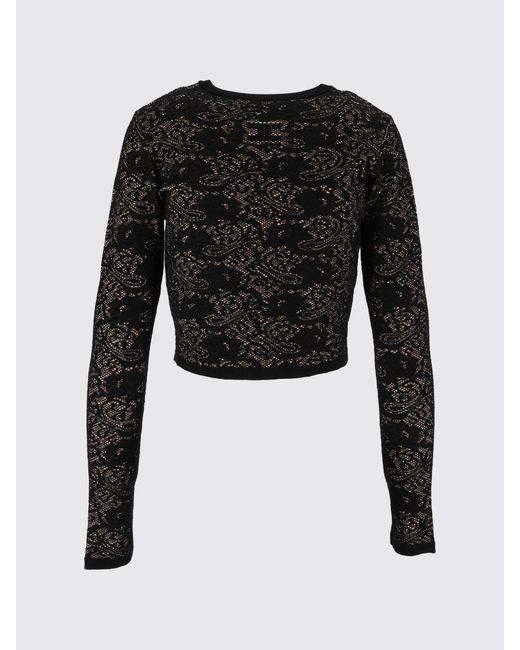 Elisabetta Franchi Blue Jacquard Viscose Blend Crewneck Jumper