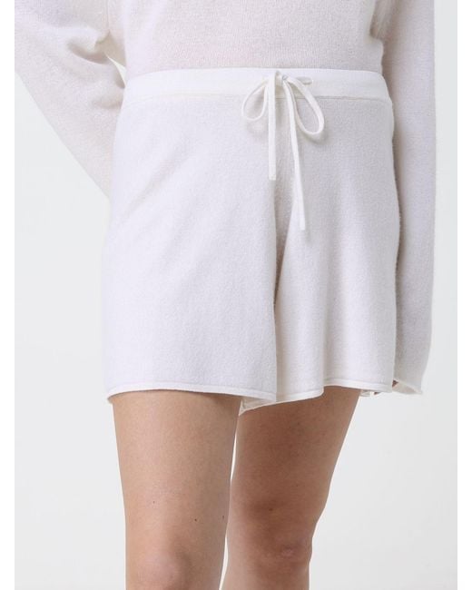 Allude White Cashmere Drawstring Shorts