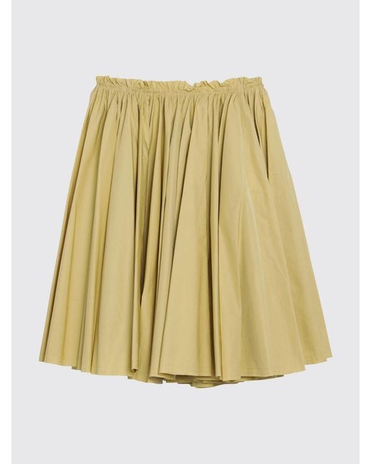 AMI Yellow Pleated Cotton Skirt