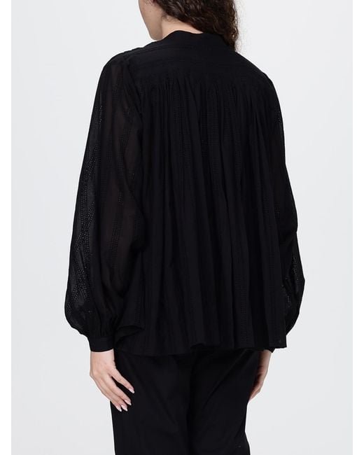 Semicouture Blue Cotton Blouse With Embroidery