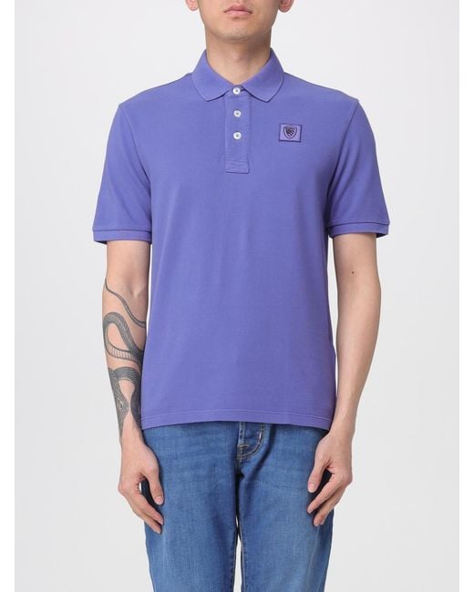 Blauer Blue Cotton Polo Shirt With Logo for men