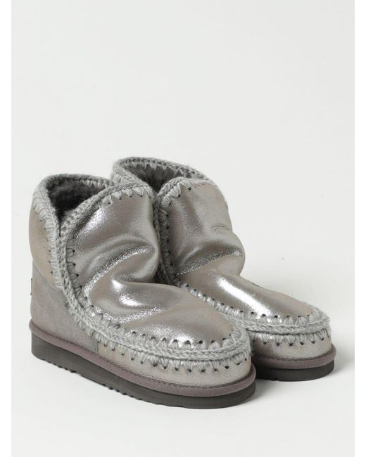 Silver flat shop ankle boots