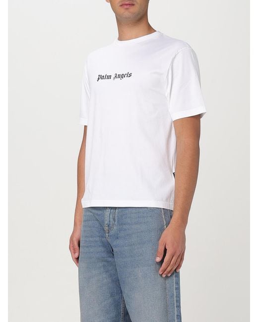 Palm Angels White Classic Short Sleeve Crew Neck T-Shirt for men