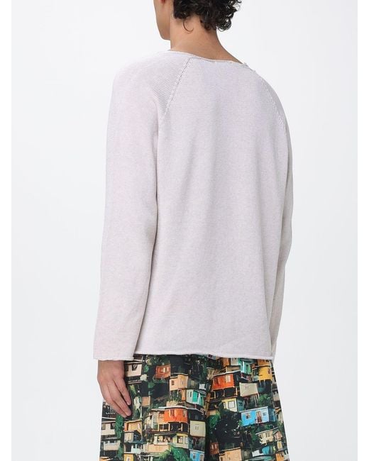 Laneus White Cotton Pullover for men
