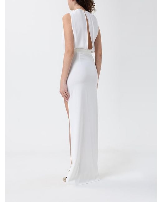 Elisabetta Franchi White Asymmetric Viscose Dress
