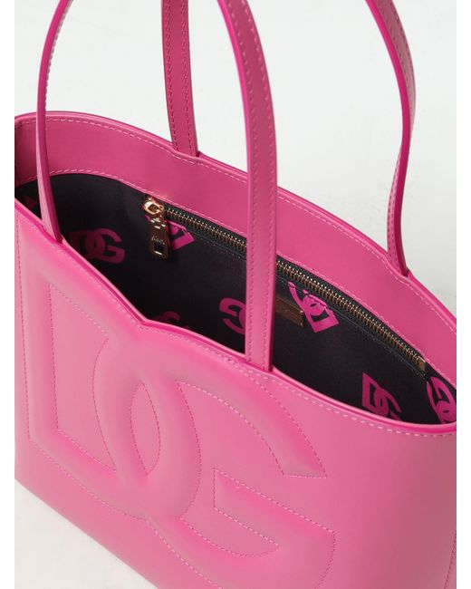 Borsa in pelle con monogram di Dolce & Gabbana in Pink