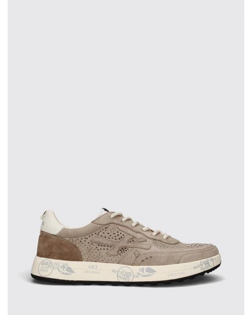 Premiata White Nous Perforated Suede Sneakers for men