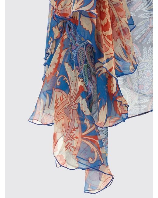 Etro Blue Printed Silk Blouse