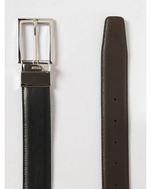 Zegna Black Reversible Leather Belt for men