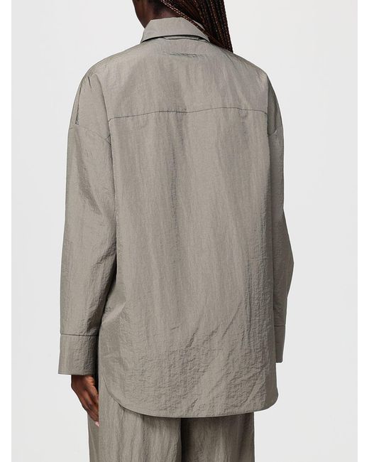 Max Mara Gray Relaxed Technical Canvas Shirt
