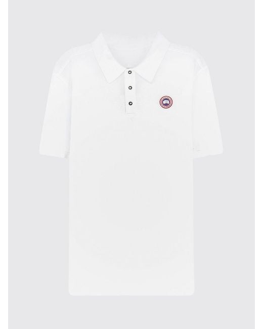 Canada Goose White Slim Fit Cotton Polo Shirt With Contrast Logo