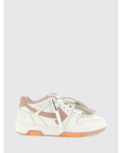 Off-White c/o Virgil Abloh White Out Of Office Low-Top Leather Sneakers With Perforated Toe And Logo
