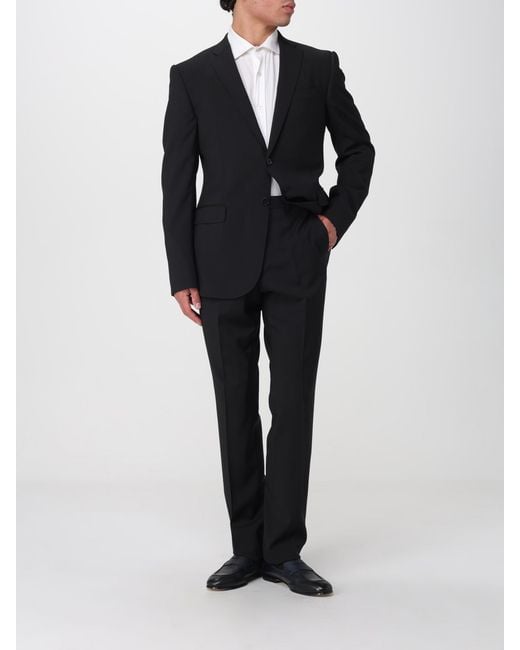 Emporio Armani Black Single-Breasted Virgin Wool Suit for men