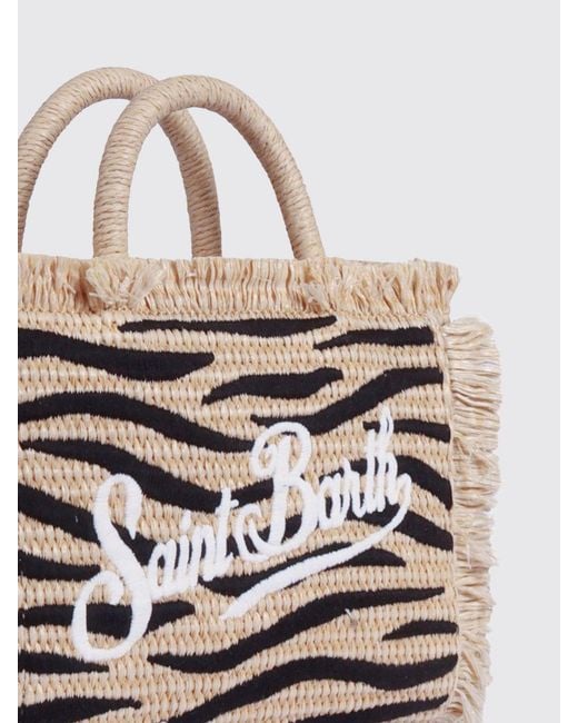 Mc2 Saint Barth White Vanity Basttasche Mit Animalier-Jacquardmuster