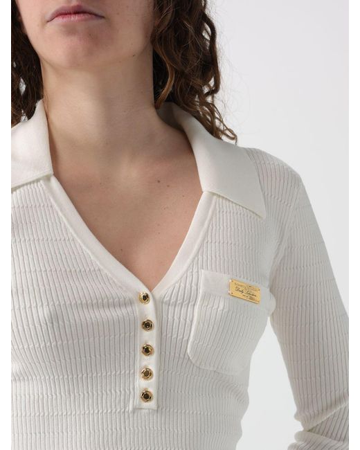 Elisabetta Franchi White Silk And Lyocell Knit Polo Shirt