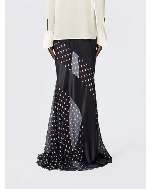 Nina Ricci Black Polka Dot High-Waisted Flared Maxi Skirt With Train