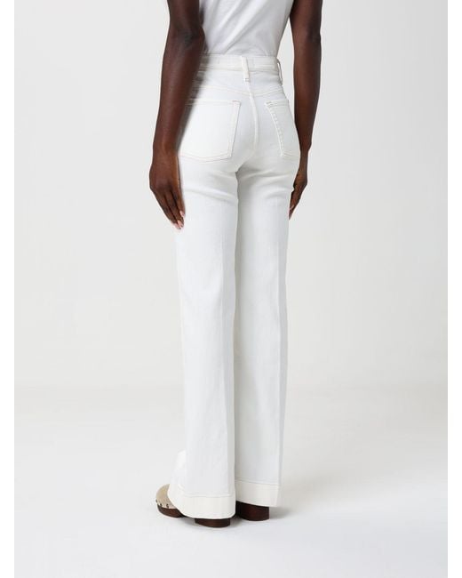 7 For All Mankind White Stretch Cotton Trousers