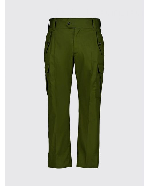 McQueen Green Cotton Cargo Trousers for men