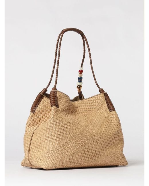 Etro Natural Libra Woven Raffia And Leather Bag