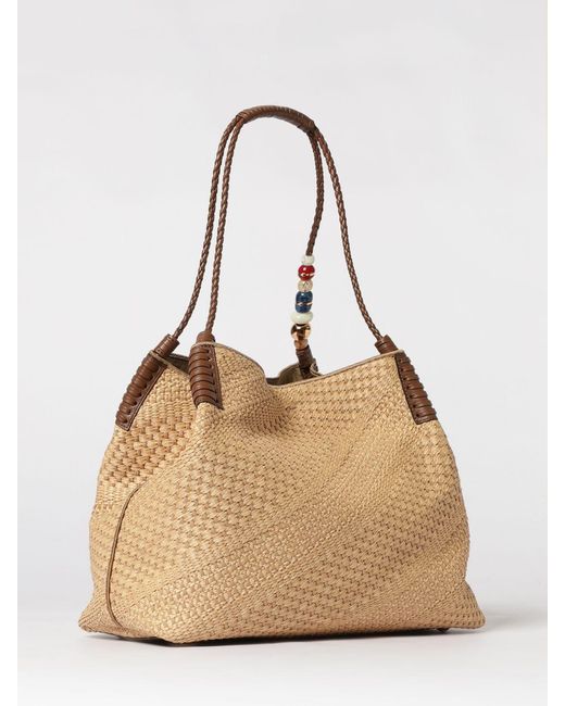 Etro Natural Libra Woven Raffia And Leather Bag