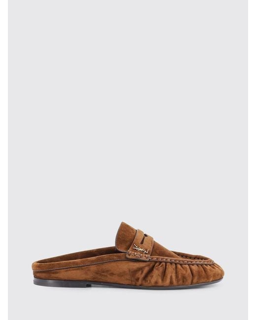 Saint Laurent Brown Le Loafer Suede Slippers