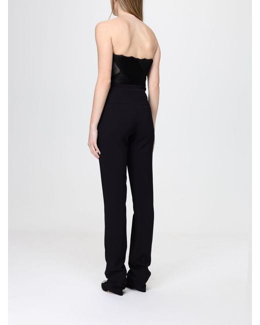 Elisabetta Franchi Black Tulle Corset Top With Fringes