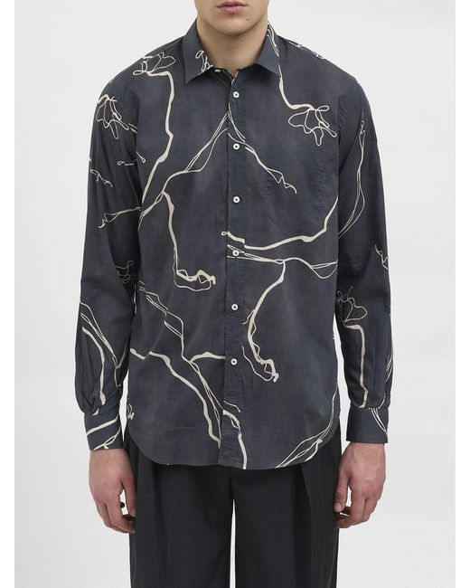 Paura Gray Printed Cotton Shirt for men