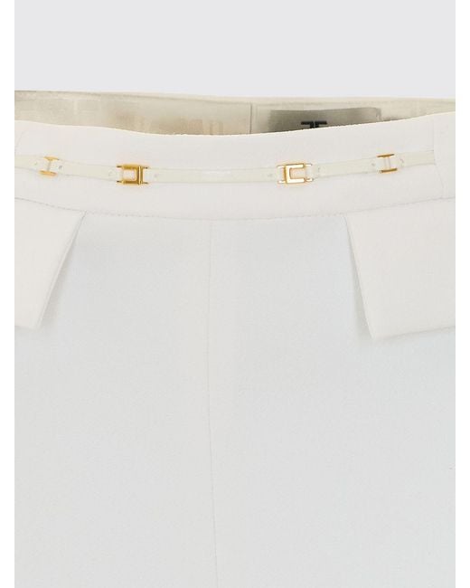 Elisabetta Franchi White High-Waisted Skinny Stretch-Crêpe Trousers