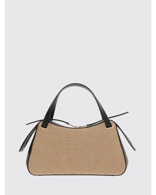 Jil Sander Natural Dune Raffia And Leather Bag