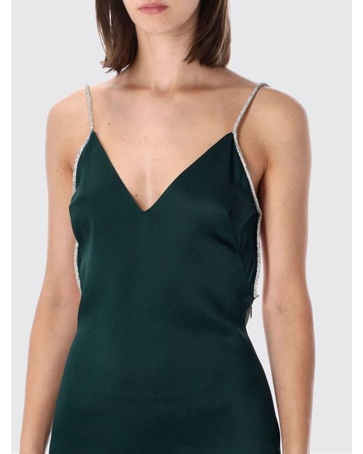 Tom Ford Blue Long Satin Evening Gown With Jewelled Straps And Train
