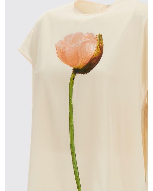 Simone Rocha Natural Crepe Blouse With Floral Print
