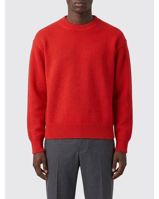 Jil Sander Red Basic Cotton Crew-Neck Sweater for men