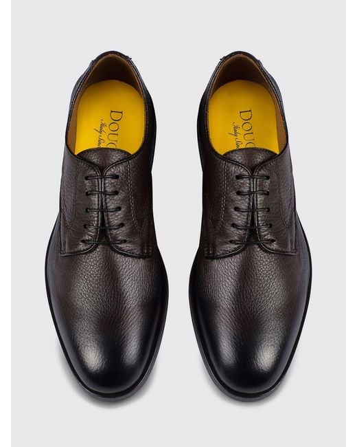 Doucal's White Classic Deer Leather Derby Shoes With Leather And Rubber Sole for men