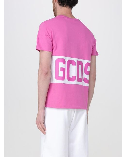 Gcds Pink Logo Short Sleeve Tee for men