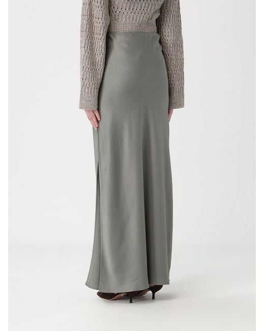 Brunello Cucinelli Gray Long Satin Skirt