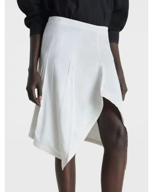 Lemaire White Asymmetric Viscose Skirt