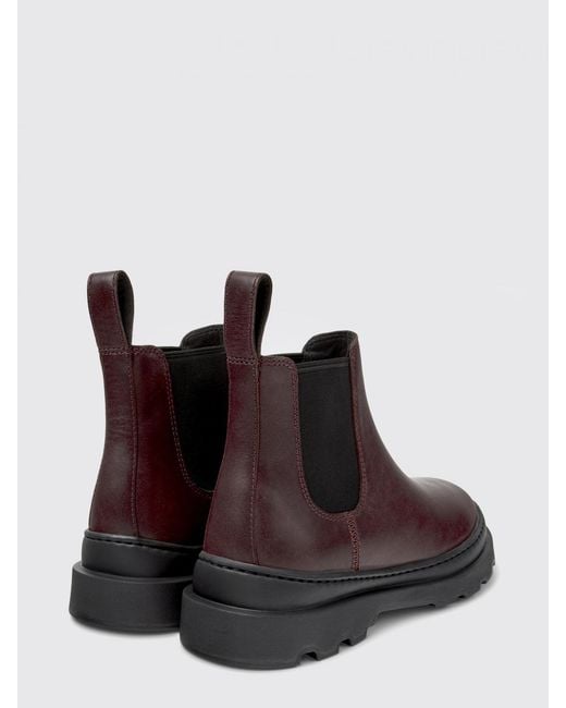 Camper Red Brutus+ Leather Ankle Boots