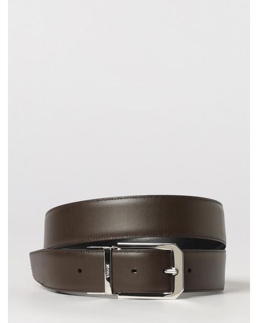 Zegna Black Reversible Leather Belt for men