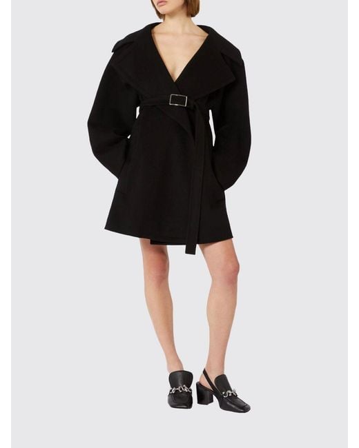 Sportmax Black Virgin Wool Coat With Belt