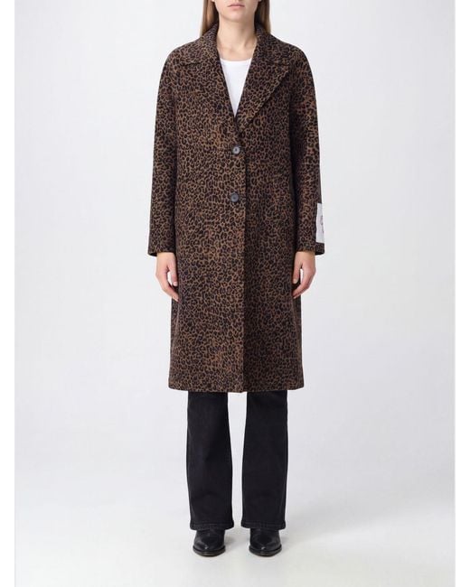 Golden Goose Deluxe Brand Brown Animal Print Single-Breasted Long Coat