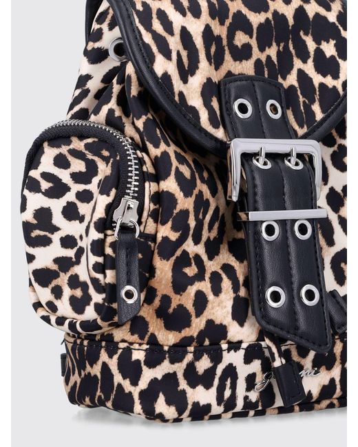 Ganni Multicolor Animal Print Recycled Nylon Backpack
