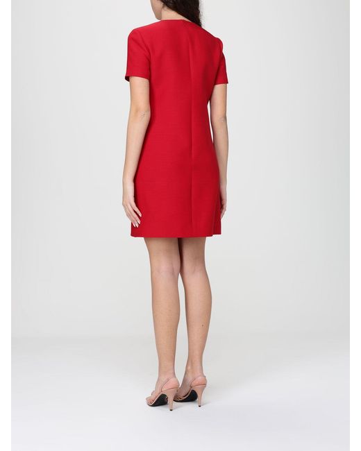 Valentino Red Vlogo Virgin Wool And Silk Mini Dress