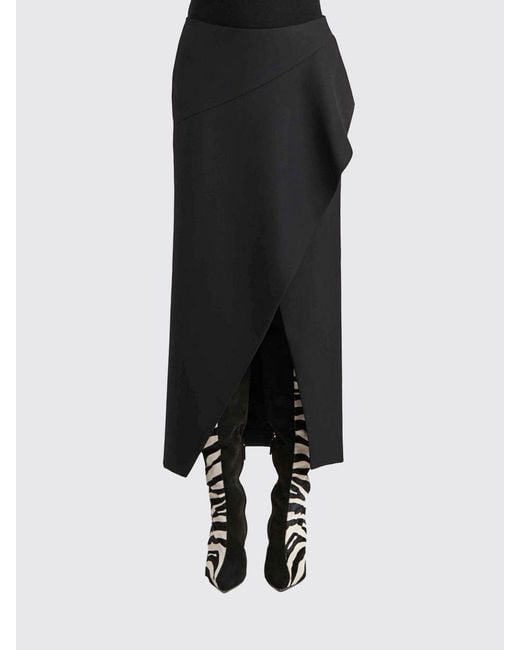 Khaite Black Jaia Asymmetric Wool Skirt