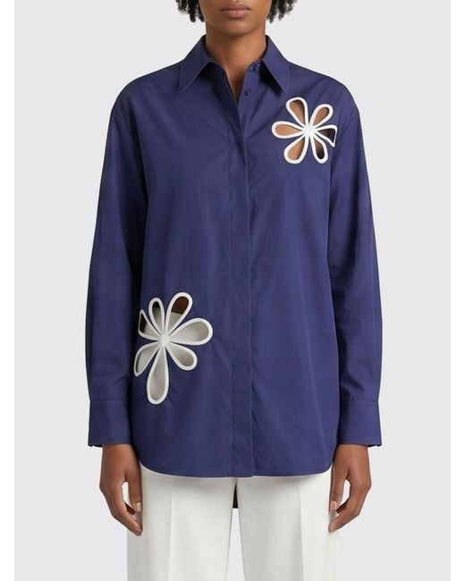 Fendi Blue Cotton Blend Shirt