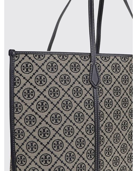 Tory Burch Gray Jacquard Canvas Shopping Bag By
