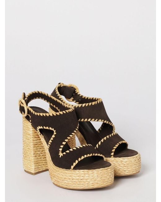 Paloma Barceló Natural Suede And Raffia High-Heel Platform Sandals Paloma Barceló